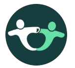 Two stylized figures reaching toward each other in a circle.