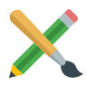 A yellow pencil and a green pencil crossed.