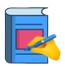 Icon of a book with a pencil symbolizing writing or editing.