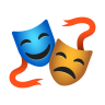 Two theatrical masks symbolizing comedy and tragedy.