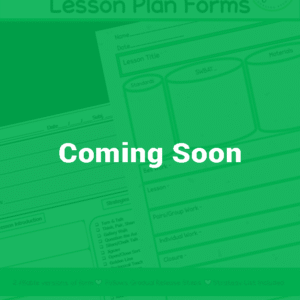 Placeholder image with 'Coming Soon' text over lesson plan forms.